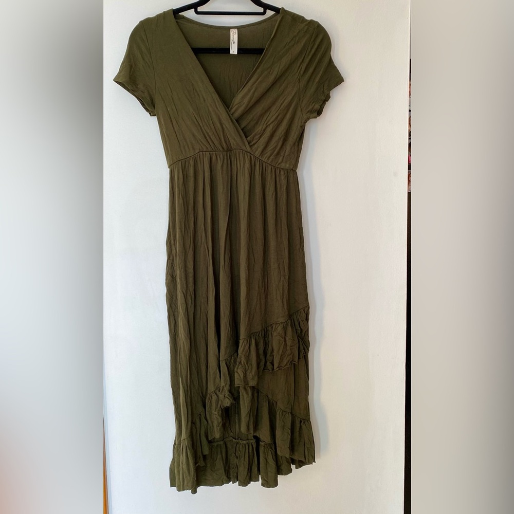 Maternity Asymmetrical Olive Dress